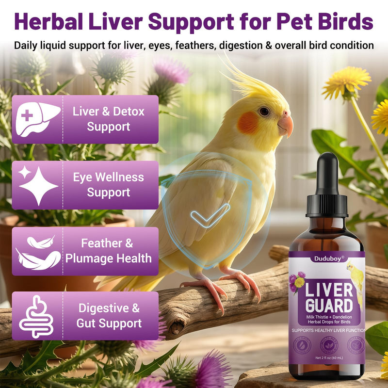 Milk Thistle Dandelion Liver Support for Pet Birds, Natural Seed-Heavy Diet Care for Aging Molting Birds, Helps Support Beak Condition, Detox Balance, Vitamin Formula for Parakeets Cockatiels Parrots
