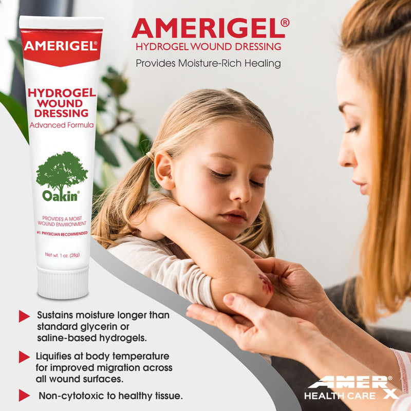 AMERIGEL Wound Care Bundle - 1 oz. Hydrogel Wound Dressing, 4 fl oz. Saline Wound Wash - Moisture-Rich Healing and Advanced Skin and Wound Care