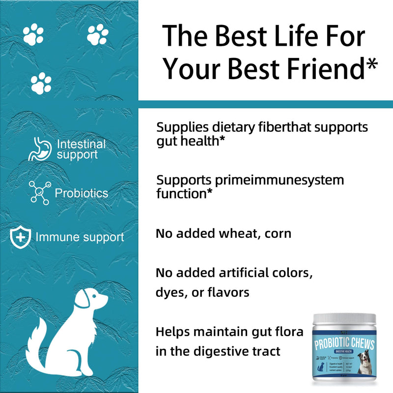 Probiotics & Enzymes Chews with Papaya | Pumpkin | Krill oi for Dogs & Cats Gut Health | No Poop Odor | Constipation | Diarrhea | Relieve Anal Gland Relief | Digestive | Immune - Vet Approved - PawsPlanet Australia