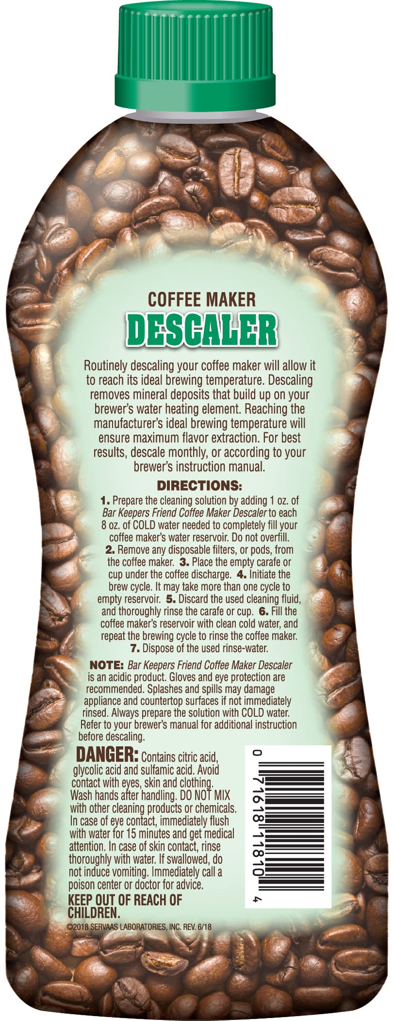 Bar Keepers Friend Coffee Maker Cleaner + Descaler (2 x 12 oz) Removes Stains & Oily Residue from Espresso Machines, Carafes, Thermos, Drip Coffee Pots, Single-Cup Coffee Makers & More