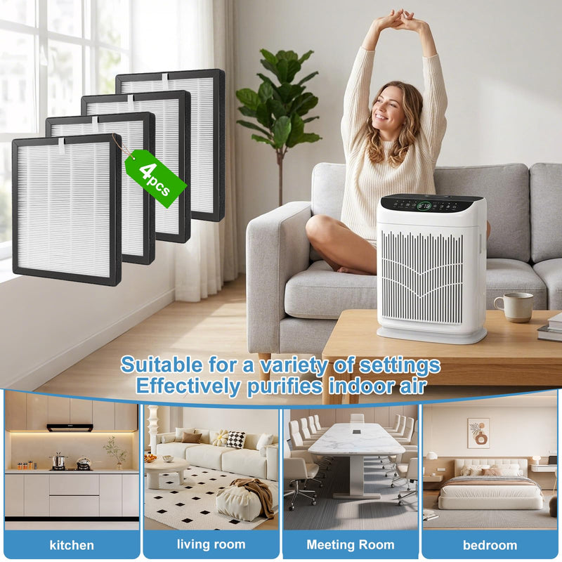4 Pack Replacement Filter for AP380 Air Cleaner Purifier