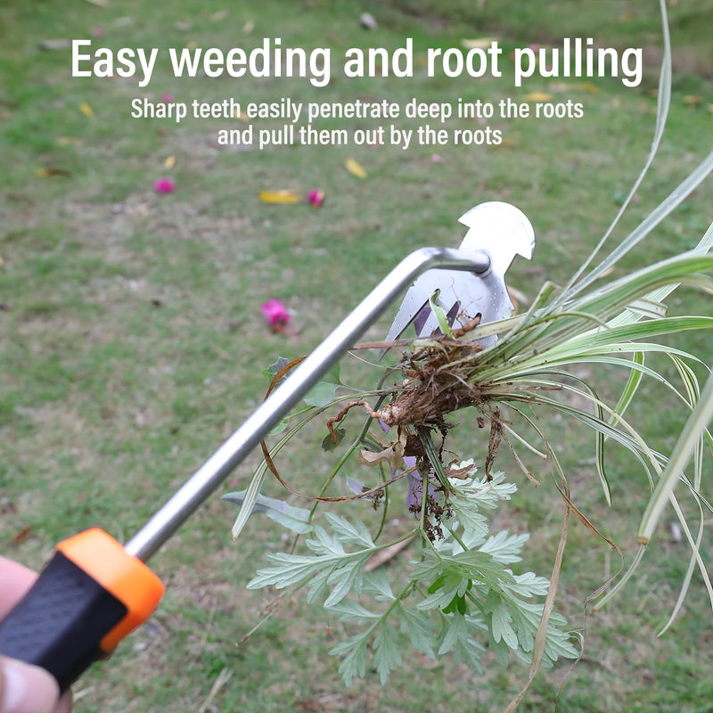 Weed Puller Tool,Portable Garden Weeder Tool,2024 New Manganese Steel Weeding Tools,For Hand Weeder Puller for Vegetable Gardening Backyard Farm Planting & Uprooting Weeding Tool (Rubber Handle) Rubber Handle
