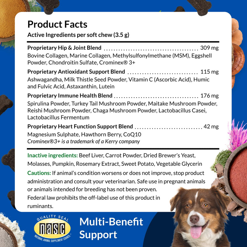 Ultimate Pet Nutrition Total Renew Vet-Developed Soft Chew Multivitamin for Dogs, Supports Joint, Heart, Immune & Digestive Health, 60 Count