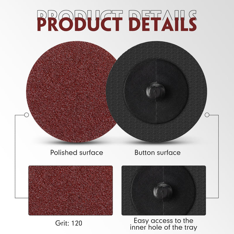 Newwiee 150 Pieces 2 Inch Sanding Discs 120 Grit Die Grinder Sanding Disc for Surface Prep Strip Grind Polish Finish Burr Rust Paint Removal Red