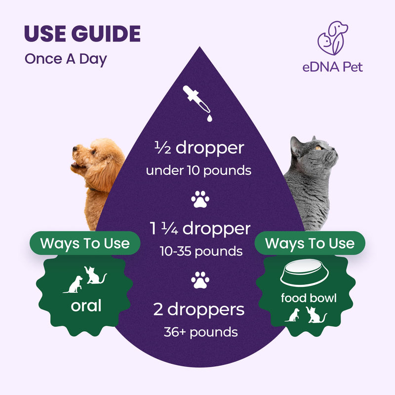 eDNA Pet Herbal Wellness Drops for Cats & Dogs – PAU D’Arco & Olive Leaf Natural Support – Daily Liquid Supplement for Overall Pet Health – 2 fl oz