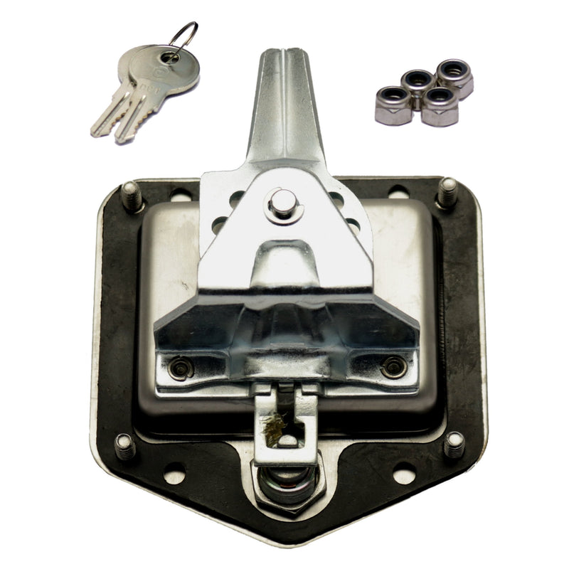 TCH Hardware Stainless Steel T-Handle Cam Latch with Mounting Studs & Lock Dust Cover - Folding T Handle Latch RV Camper Truck Trailer Toolbox 1 Handle - Mounting Studs - Dust Caps