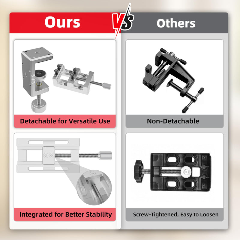 Mini Drill Press Vise & C-Clamp Desk Mount, Precision Aluminum Alloy Mini Vise with 0-1.85" Clamping Range, Universal Workbench Clamp for Woodworking, Jewelry Making, Precision Repair, DIY Gary Mini Vise+C-Clamp
