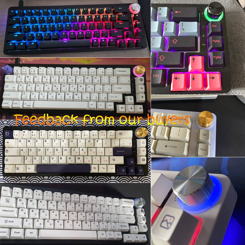Suitable for TM680/KT68/GK68 Upgrade Knob 2 PCs Pack, Aluminum Alloy, Upscale Electroplating, Mechanical Keyboard Upgrade Accessories(Texture Grey) Texture Grey