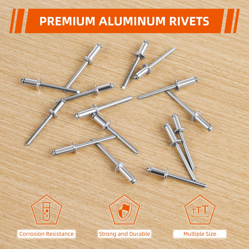 5/32" x 5/16" Aluminum Blind Rivets, Silver, 4 x 8mm Pop Rivets, 100 PCS 5/32" x 5/16"