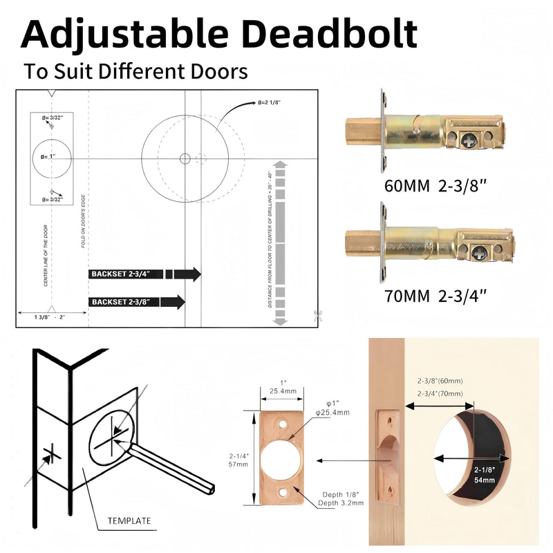 Stainless Steel Silver Indicator Deadbolt Privacy Door Lock Commercial Grade-2 60/70MM Backset Clear IN-USE Or VACANT For Public Restrooms Toilets Hospitals Offices (Stainless Steel Silver) Stainless Steel Silver