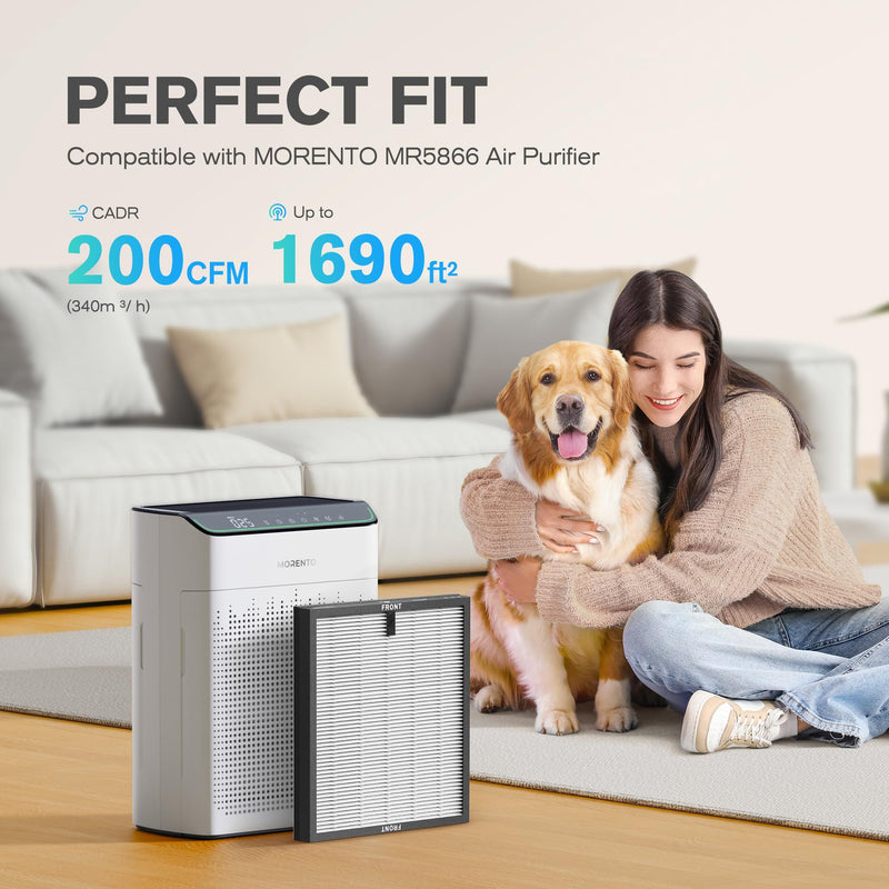 MORENTO Air Purifier Replacement Filte Enhanced Version Light Grey 2 Pack