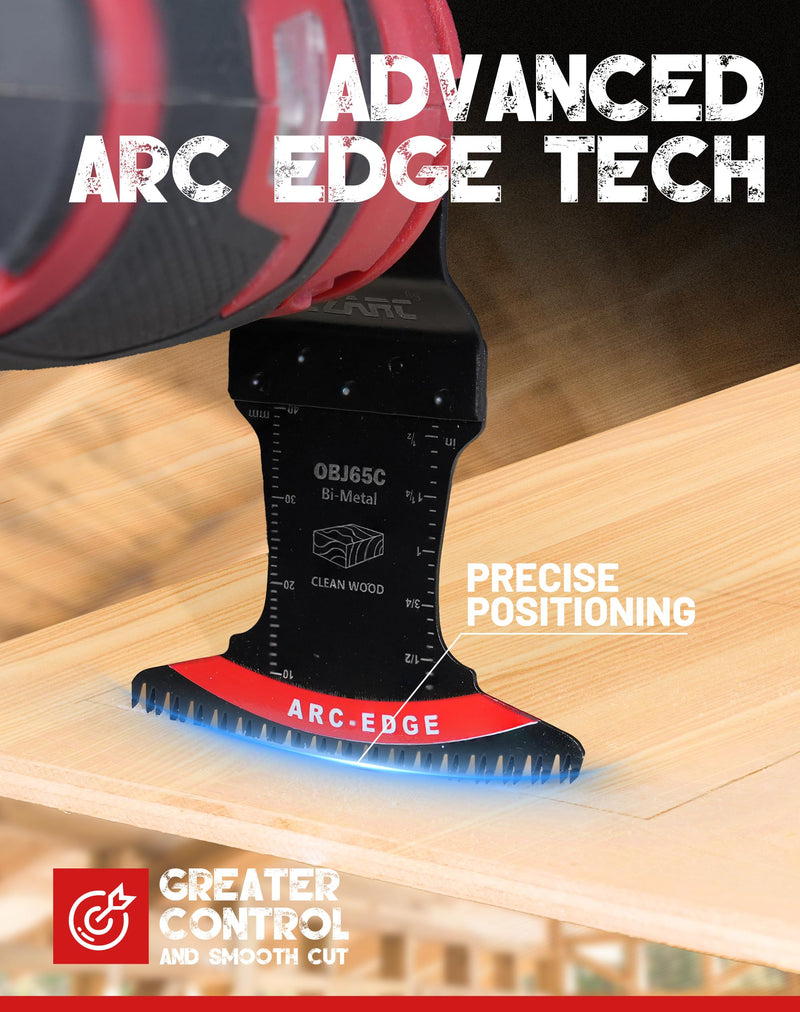EZARC Bi-Metal Arc Edge Oscillating Tool Blade, 2-9/16" Extra-Wide Japanese Teeth Oscillating Saw Blades for Clean Cuts in Hard Wood & Plastic, Universal Fit Multitool Blades, 3-Pack