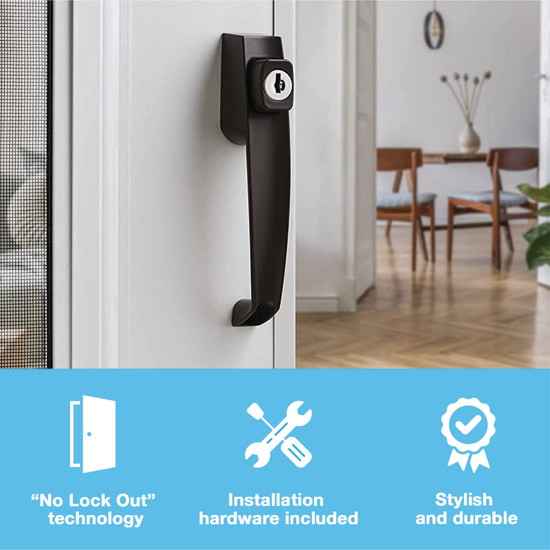Wright Products - Tie Down Keyed Push Button Door Latch for Screen and Storm Doors, Florida Bronze