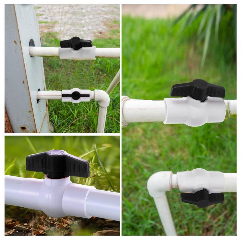 3/4" PVC Ball Valve, 6PACK Black T-Handle Shut-Off Valve, for Cold Water Supply lines 0.75 Inch