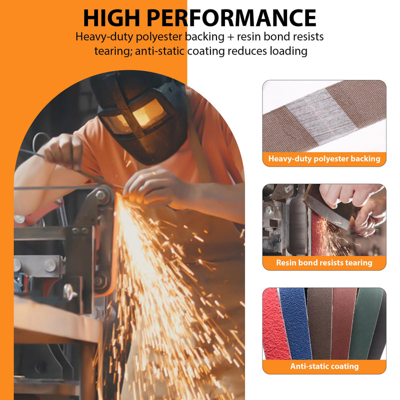 1x42 Inch Sanding Belts for Knife Sharpening, 40/80/120/240/400/1000 Grit – Ceramic/Zirconia/Alumina/SiC, for Metal Wood Plastic Polishing Deburring, Fit 1 x 42 Belt Sander,12 Pack 1x42 (Assorted Grits)