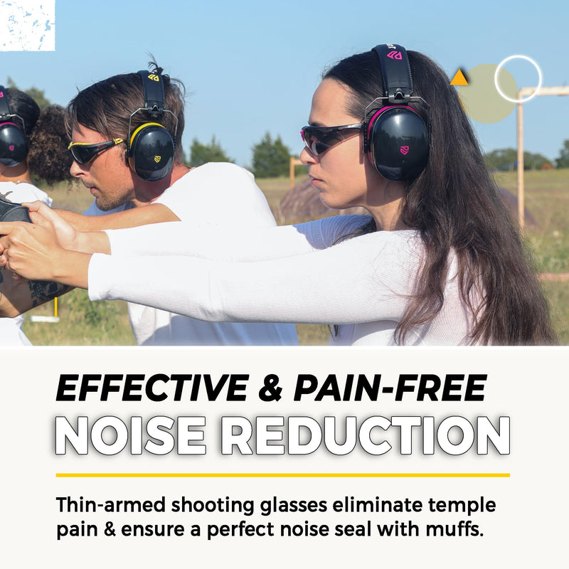 TradeSmart High-Performance Earmuffs for Shooting Range & Shooting Eye Protection Glasses + Firearm Confidence Course Clear+tint - Purple