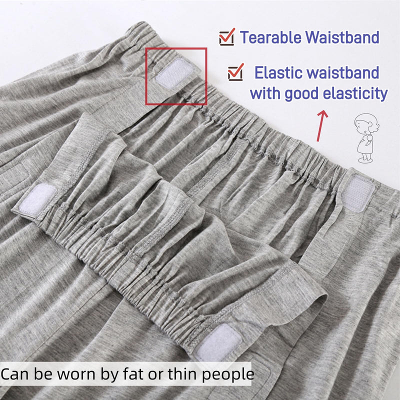Bedridden Patient Clothing,Tearaway Disability Clothing for Post Surgery,Special Care Clothing,Suitable for Home Care,Post-Operative,Fractures,Rehabilitation Center,Elderly,Grey XX-Large Grey