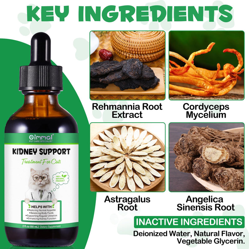 Kidney Support for Cats, Cat Kidney Treatment Support Cat Urinate Regularly, Strengthen Kidney Function,Increase Immunity, Herbal Supplement Supports Healthy Kidney Function- 60ml/2fl.oz 1PCS