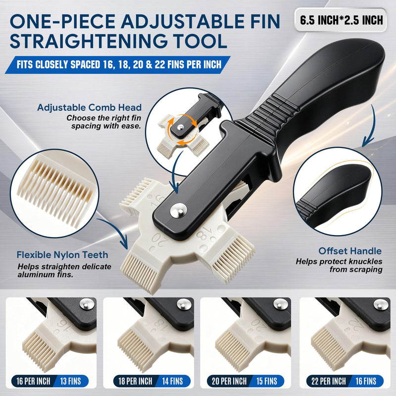 3 Piece AC Fin Comb Kit, Coil Cleaner Brush And Bent Fin Straightener Tools