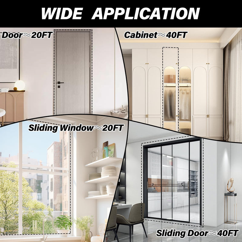 Silicone Weather Stripping Door Seal, 20FT Self Adhesive D-Shaped Door Weather Stripping for Door Frame＆Window Seal S (3/8"W × 1/4“T） Black