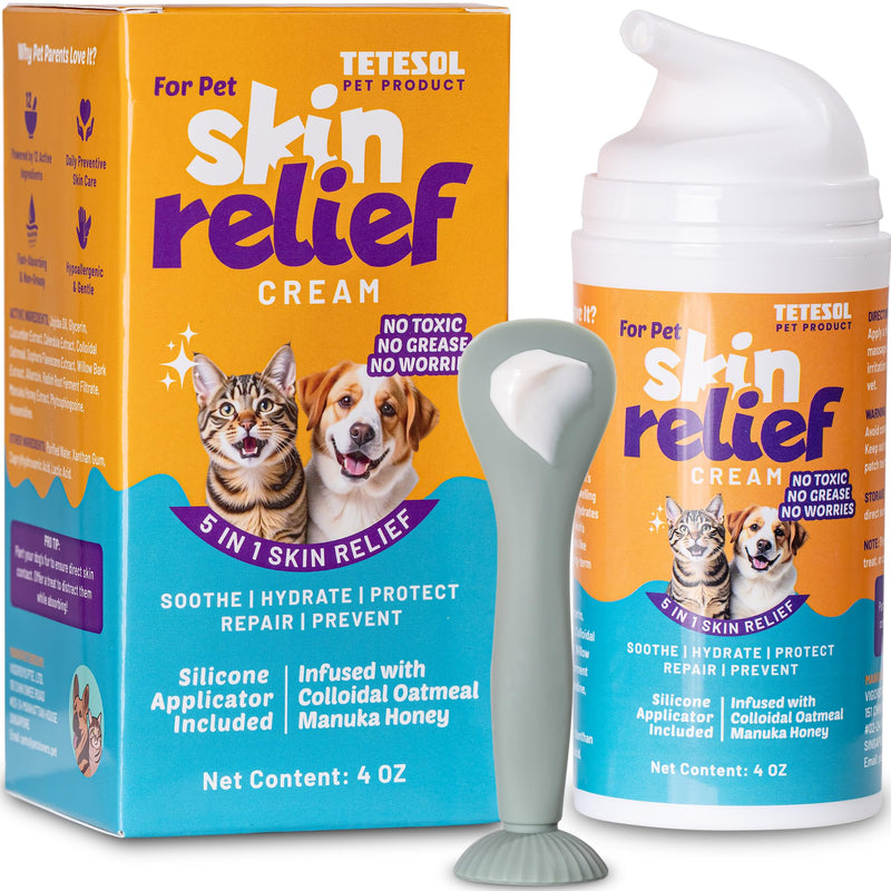 Dog Itchy Skin Relief Cream Hot Spot Treatment, Dogs Balm Rapid Healing Dry Itchy Skin with Colloidal Oatmeal Manuka Honey- 100g Lotion with Applicator