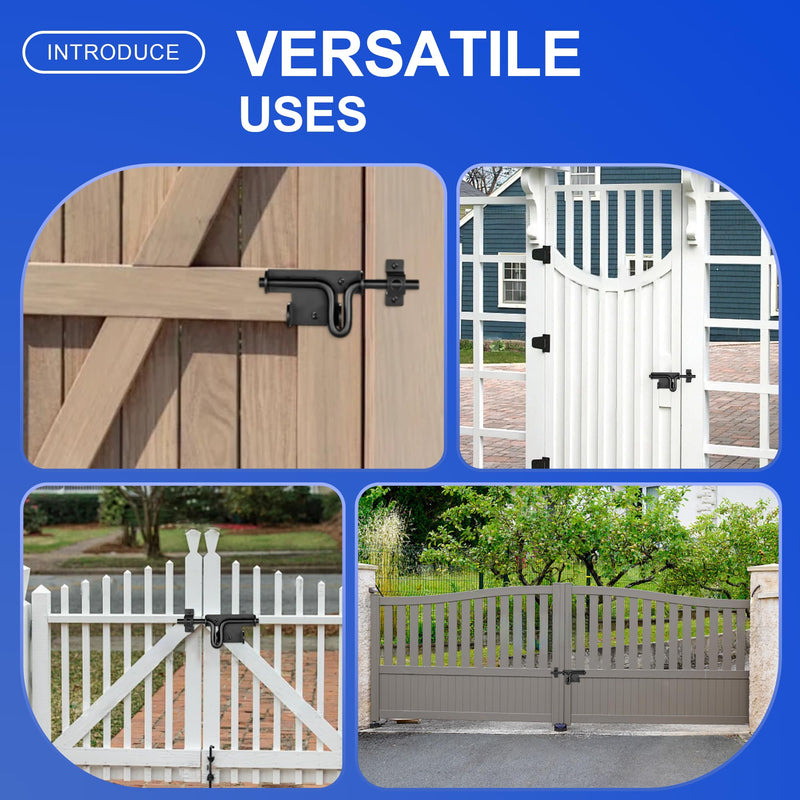 Slide Bolt Gate Latch with Padlock Hole, Heavy Duty Fence Slide Latches Outdoor Doors for Wooden Fence, Shed Door, Vinyl Door-3pack 3
