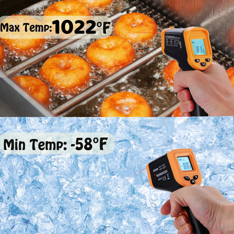 OnniOne Infrared Thermometer Temperature Gun -58℉~1022℉, Digital Laser Thermometer Gun for Cooking Blackstone Pizza Oven Griddle, IR Thermometer with Carrying Storage Case, Backlit (NOT for Human)