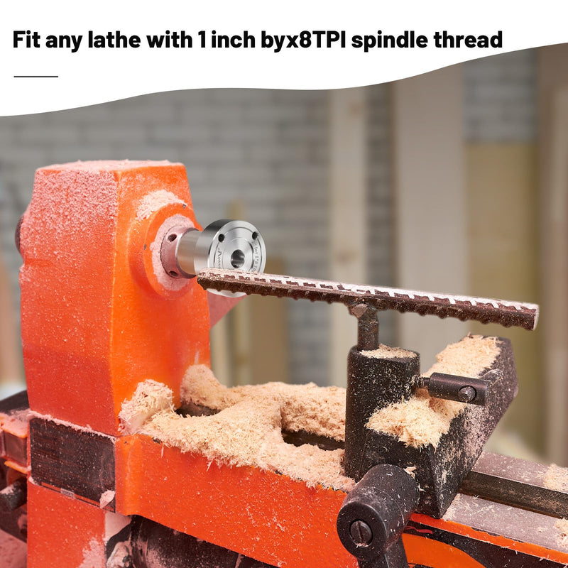 2" Steel Wood Lathe Faceplate,Faceplate for Wood Lathe,Lathe Face Plate Fit for 1" x 8TPI Spindle with Screwchuck D2-1x8TPI