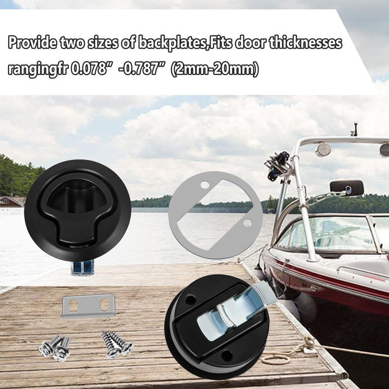 Boat Slam Latch 2" Lift Handle Deck Hatch Stainless Steel Zinc Alloy Flush Latches (Black/Silver/White),Boat Hardware,Fits Door thicknesses rangingfr 0.078" to 0.787" (2mm to 20mm),Pack of 2 Black