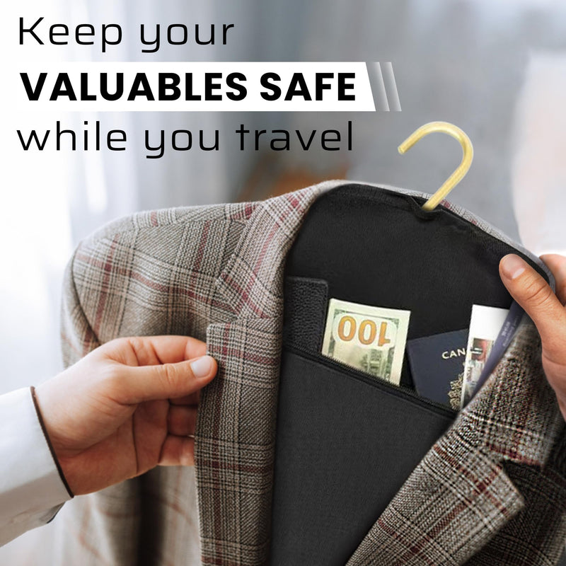 Secret Stash Coat Hanger Safe - Hanger Diversion Safe with Hidden Pocket for Cash Credit Cards & Valuables | Fits Hanging Clothes Secret Safe for Home and Travel Money Hide Bag Hiding Documents