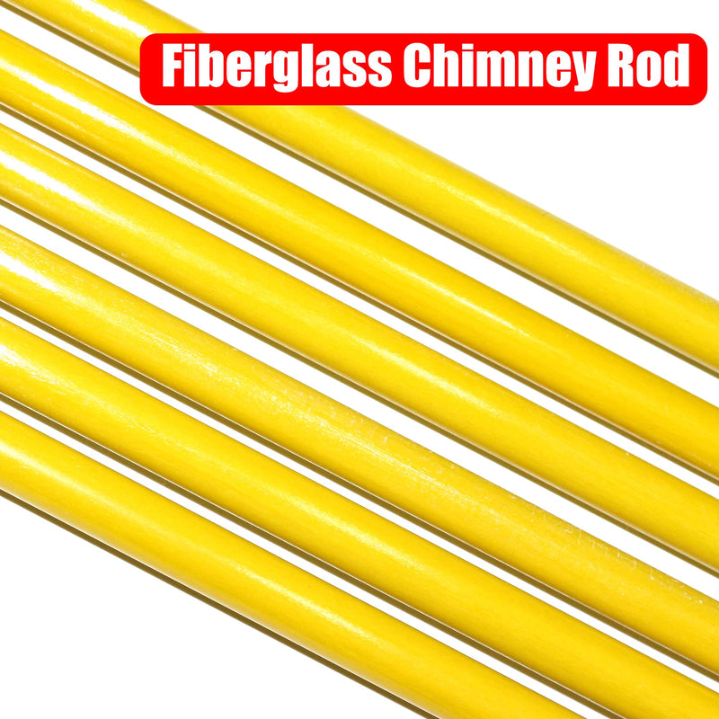 18FT Fiberglass Chimney Brush Rod Kit, 1/4" NPT Fittings Fireplace Brush Rod with Handle, 6pcs 3ft Fiberglass Rod Up to 18 feet (Yellow(with Handle)) Yellow Rod Kit with Handle