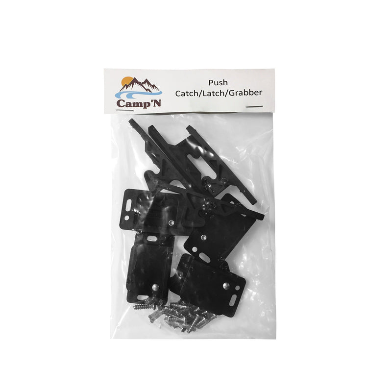 Camp'N 4 Pack RV Cabinet Door Latch - Easy to Install OEM RV Drawer Latches and Catches - Push Latch and Catch for Cabinets in Trailers and Motorhomes 4 Sets