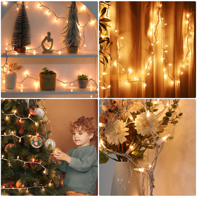 Christmas Lights 100 Count Clear Mini Lights White Wire UL Certified Connectable Warm White String Lights for Christmas Tree,Garland,Home,Patio, Wedding,Party,Festival Decor 100 Count 21Ft