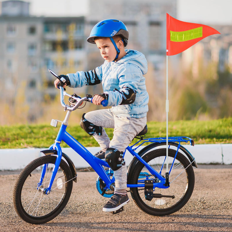 2 Sets Bike Flags with Pole, 6 Ft Safety Reflective Flags with Pole for Kids and Adult, Adjustable Heavy Duty Fiberglass Flag Pole, Tear-Resistant & High Visibility Orange Safety Flag for Cycling Orange-2pcs