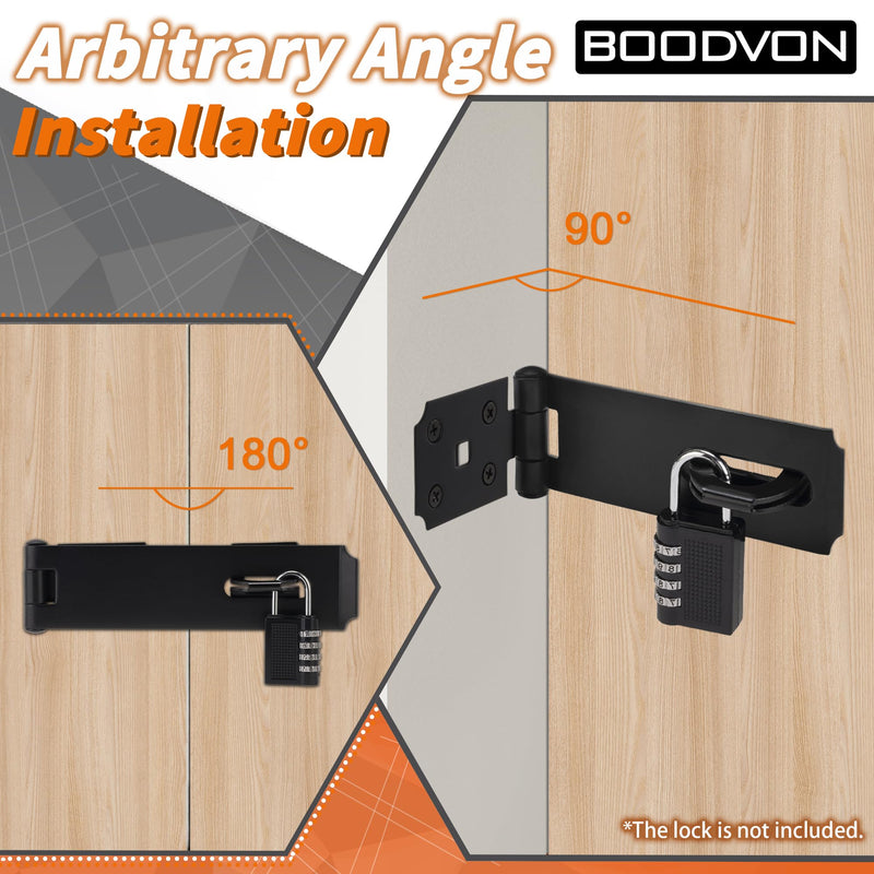 Door Lock Hasp Latch, Iron Safety Packlock Clasp Hasp Lock Latch, Extra Thick Gate Lock Hasp with Screws Brushed Finish 1 Pack(7-1/2 Inch)