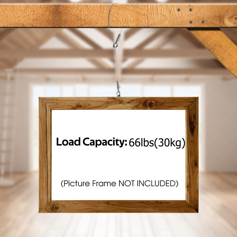 2Pcs Adjustable Picture Hanging Wire Kit,Heavy Duty Stainless Steel Rope 2m x 1.5mm for Hanging Mirrors,Frame,Lamps,Billboards,Basket Flowerpot,Holds Up to 66lbs(30kg)