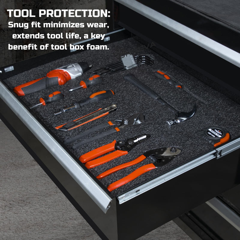 ONREVA Tool Box Foam, 1PC 48x24x1 inch, Foam Inserts for Cases, Polyethylene Storage Sheets for Toolbox Hard Case, Tool Shadow Insert, Kaizen Organizer Sheet, Black with Orange