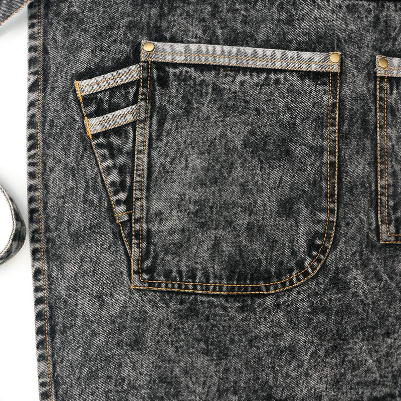 Jeanerlor - Cotton Denim Work Men's Tool Teacher Apron with 7 Tool Pockets for Barber Woodworking Plus Size Adjustable Up to XXXL(Black) Large Black