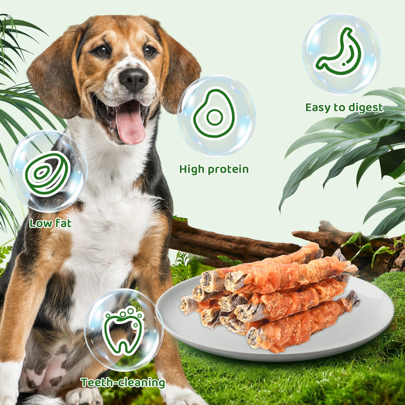 Chicken Wrapped Cod Skin Dog Treats, 45% Real Chicken & 45% Fish Skin - High Protein Omega-3 Dog Chews for Skin & Coat Health - Rawhide Free, Training Snacks for All Breeds 16oz Chicken Wrapped Cod Skin Sticks 1 Pound (Pack of 1)