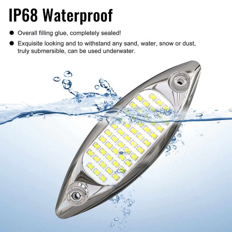 HUSUKU 5.6" Marine Courtesy Indicator Lights, SOOP3 P3-1 51LED 1800LM IP68 Shuttle Type Boat LED Transom Light Surface Mount for Yacht Pontoon Kayak Stern Deck Cabin Fishing (2 x Green lights)