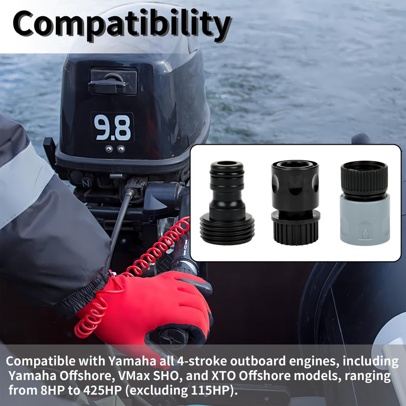Outboard Engine Flush Kit for Yamaha 4-Stroke Outboards Engine from 8HP to 425HP（Excluding 115HP), Quick Connect Flush Adapter Compatible with Yamaha Offshore/VMAX SHO/XTO Series