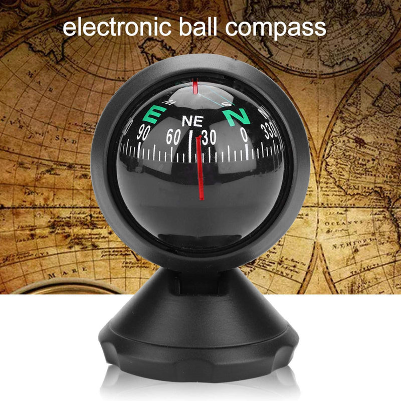 03 Vehicle Compass, Marine Compass, Black Electronic Adjustable Fast Response Adjustable Mounting Bracket Easy to Stick for Car Boat