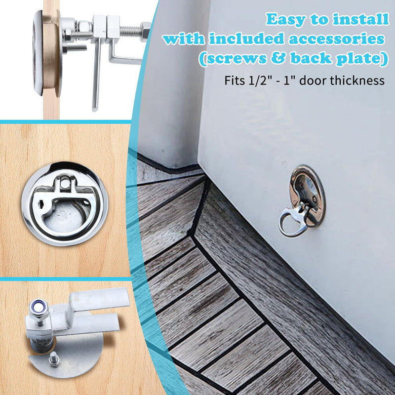 Boat Cam Latch Stainless Steel 316 Marine Hatch Cam Latch Style, Flush Pull Mount Includes Installation Screws Marine Hatch Deck Hardware Ideal for Ships, Yachts, RVs 1 Pcs/2Pcs/Lock/Non-Lock 1Pcs,Lock