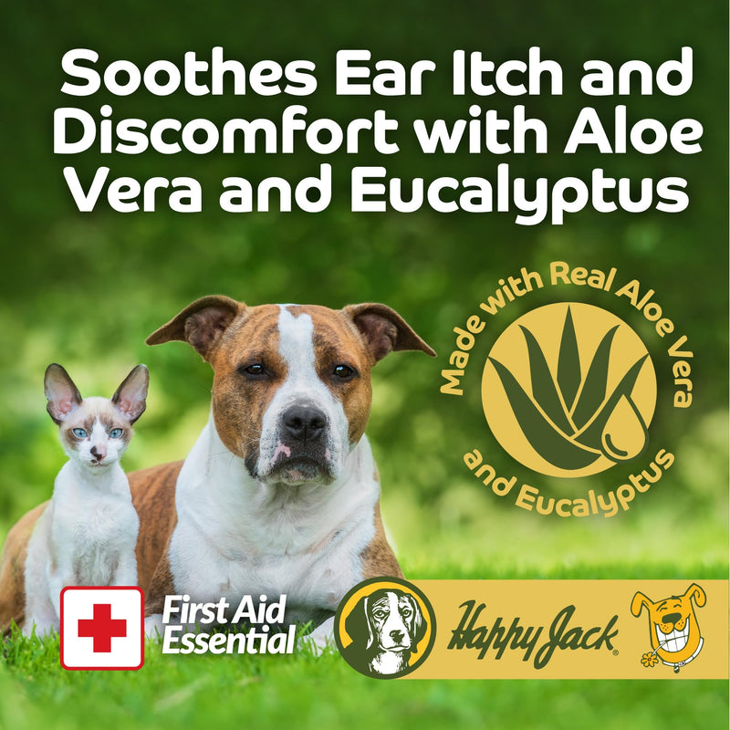 HAPPY JACK Dog Ear Wipes with Aloe Soothe Itch and Discomfort from Dog Ear Infection, Aloe Vera-Cucumber Pet Cleaner Wipes are Great for Pup's Itchy Relief, 100 Ct - PawsPlanet Australia
