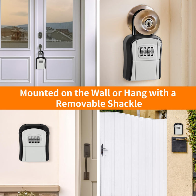 Portable Key Lock Box,Key Holder Safe Security Lock Box for Indoor, Outdoor, Garage, Garden, Store (1, Grey) 1