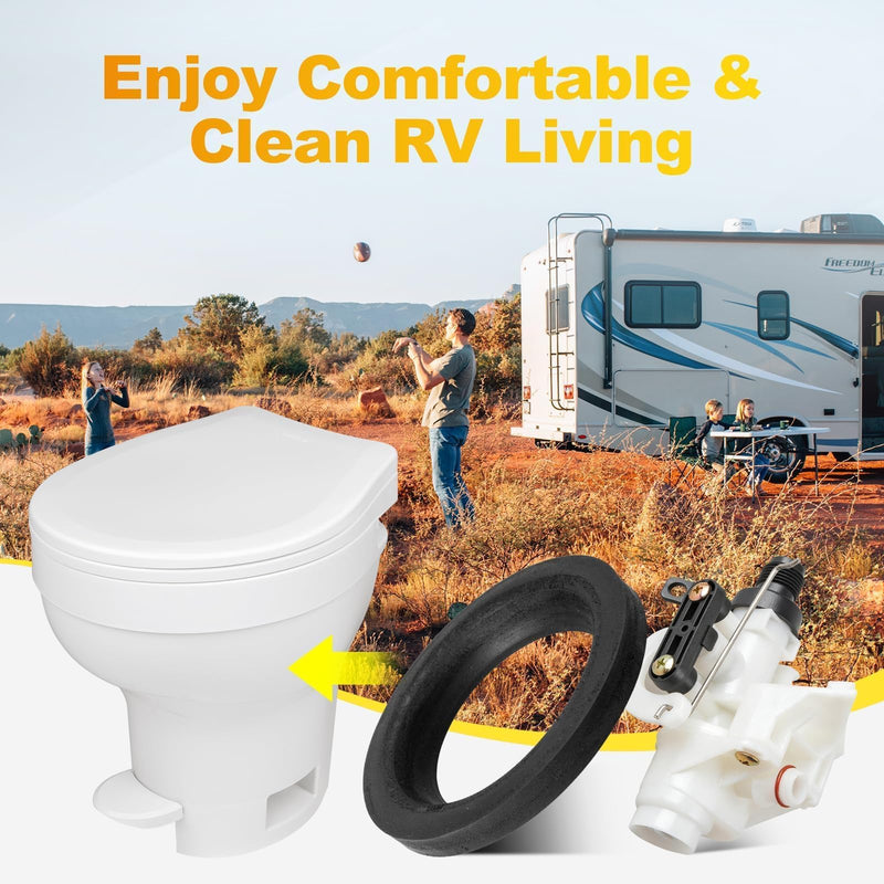 Oyviny 31705 31688 31835 31687 RV Toilet Water Valve Kit Fit for Thetford Aqua-Magic V High and Low Models Freeze Resistance & Leakage Resistance RV Toilet Part with Flange Seal Solve Leakage Problem