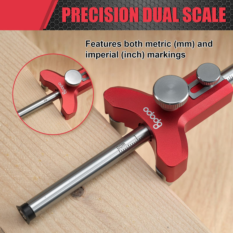 Woodworking Wheel Marking Gauge, Precision Wood Scriber Tool With Cutters, Adjustable Line & Circle Drawing Gauge With Graduated Inch & MM Scale – Metal Carpenter Layout Tool