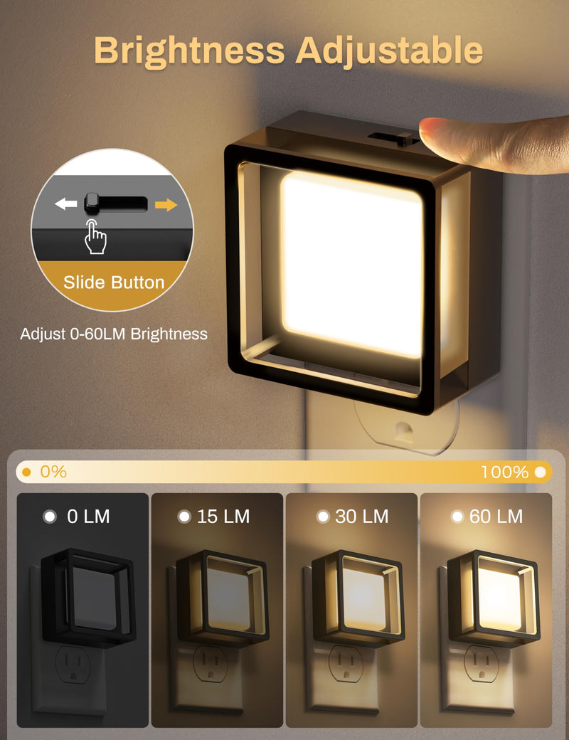 DORESshop LED Night Light, Night Lights Plug Into Wall [2 Pack] with Dusk-to-Dawn Sensor, Dimmable Nightlights, Adjustable Brightness for Bathroom, Hallway, Bedroom,Kids Room,Stairway,Soft White Soft White