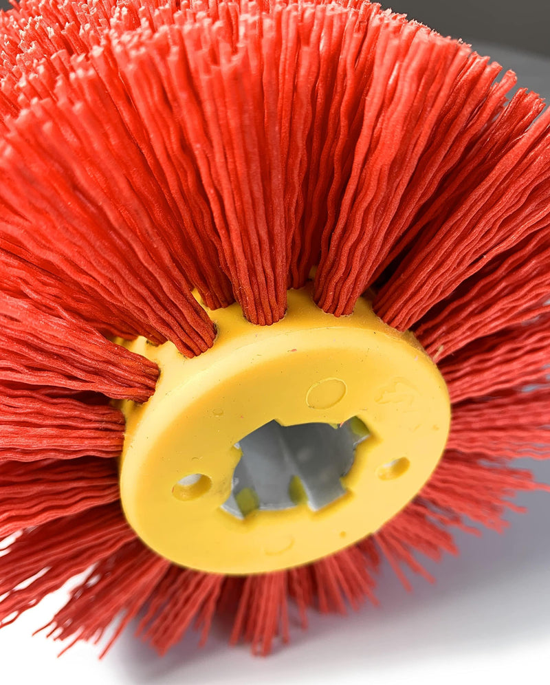 Signi Abrasive nylon bristle Burnishing Brush Drum Drawing Wheel for polishing wood (240 grit red) 240 grit red