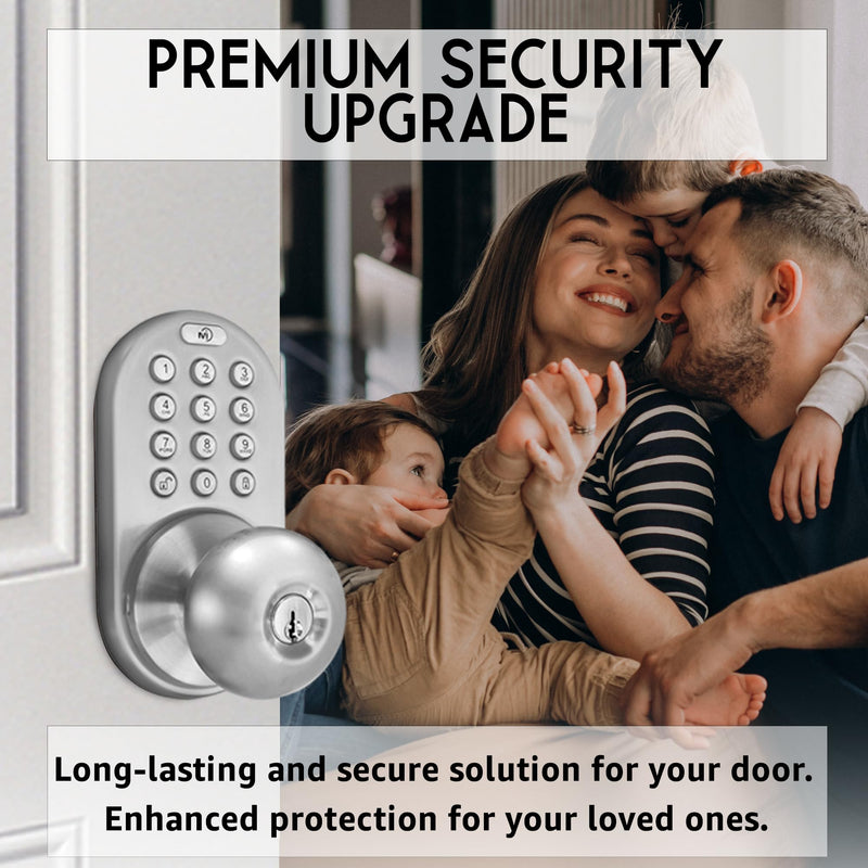 MiLocks TKK-02SN Tkk-Sn Digital Door Knob Lock with Electronic Keypad, Satin Nickel, Keypad, Keyless